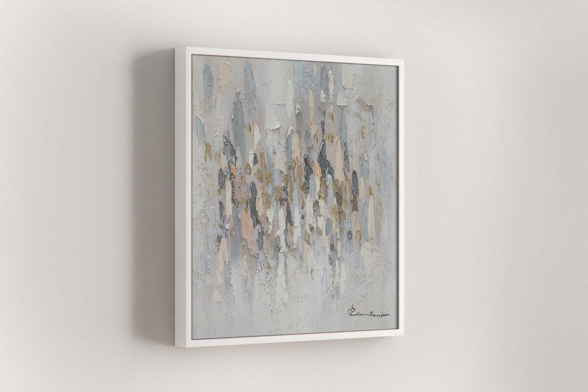 ACRYLBILD HANDGEMALT 60/60 cm - Beige/Grau, Holz/Textil (60/60cm) - KUNSTLOFT
