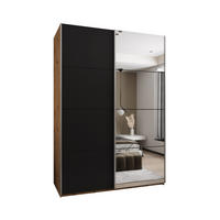 SCHWEBETÜRENSCHRANK 245,5/170/64 2-türig - Silberfarben/Schwarz, Holz/Metall (170/245/64cm) - Abiks Möbel