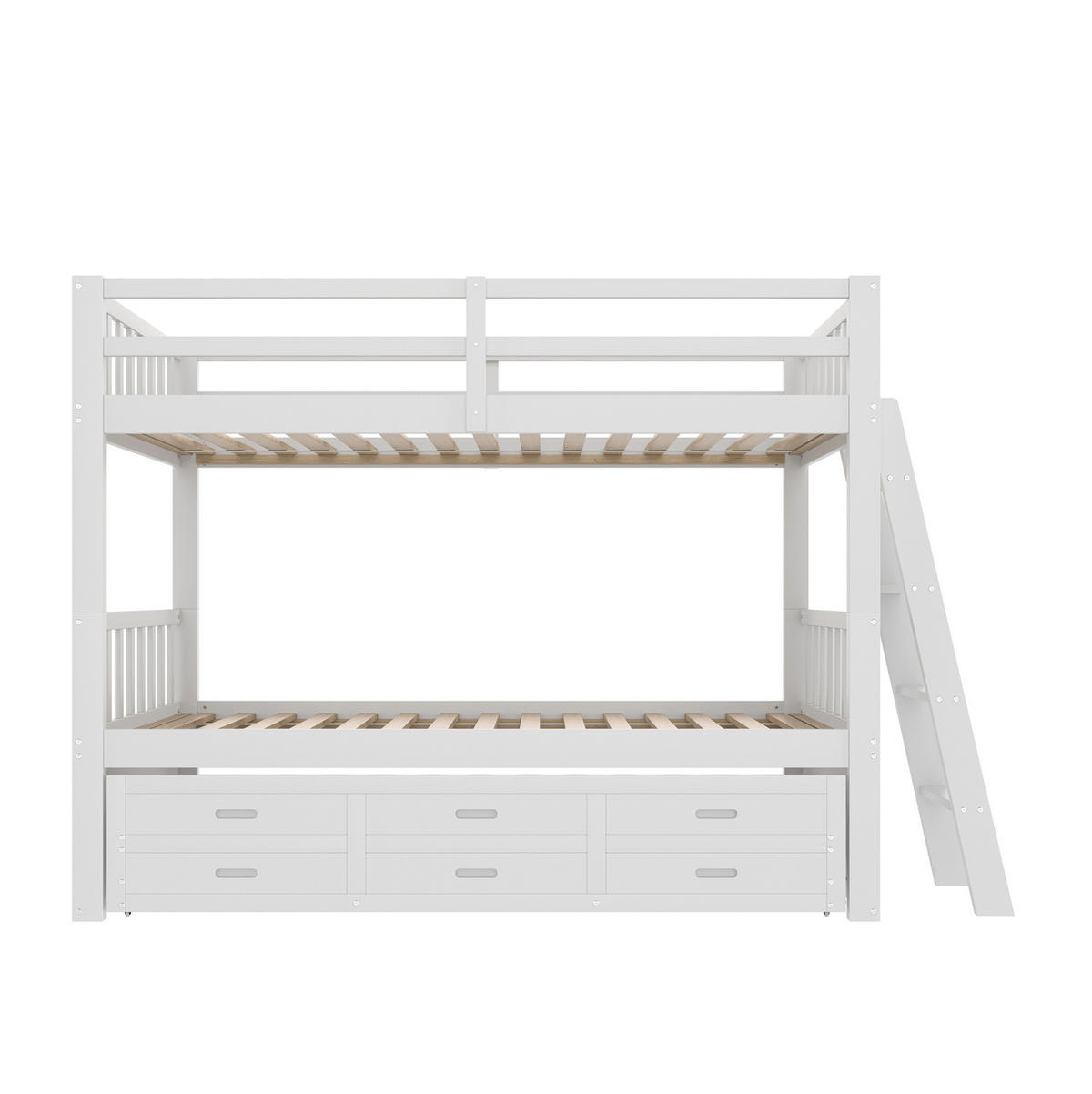 ETAGENBETT aus Kiefernholz und MDF 90x200 cm Weiß mit Ausziehbett und 3 Schubladen - Weiß, Holz (90/200cm) - IVMEU