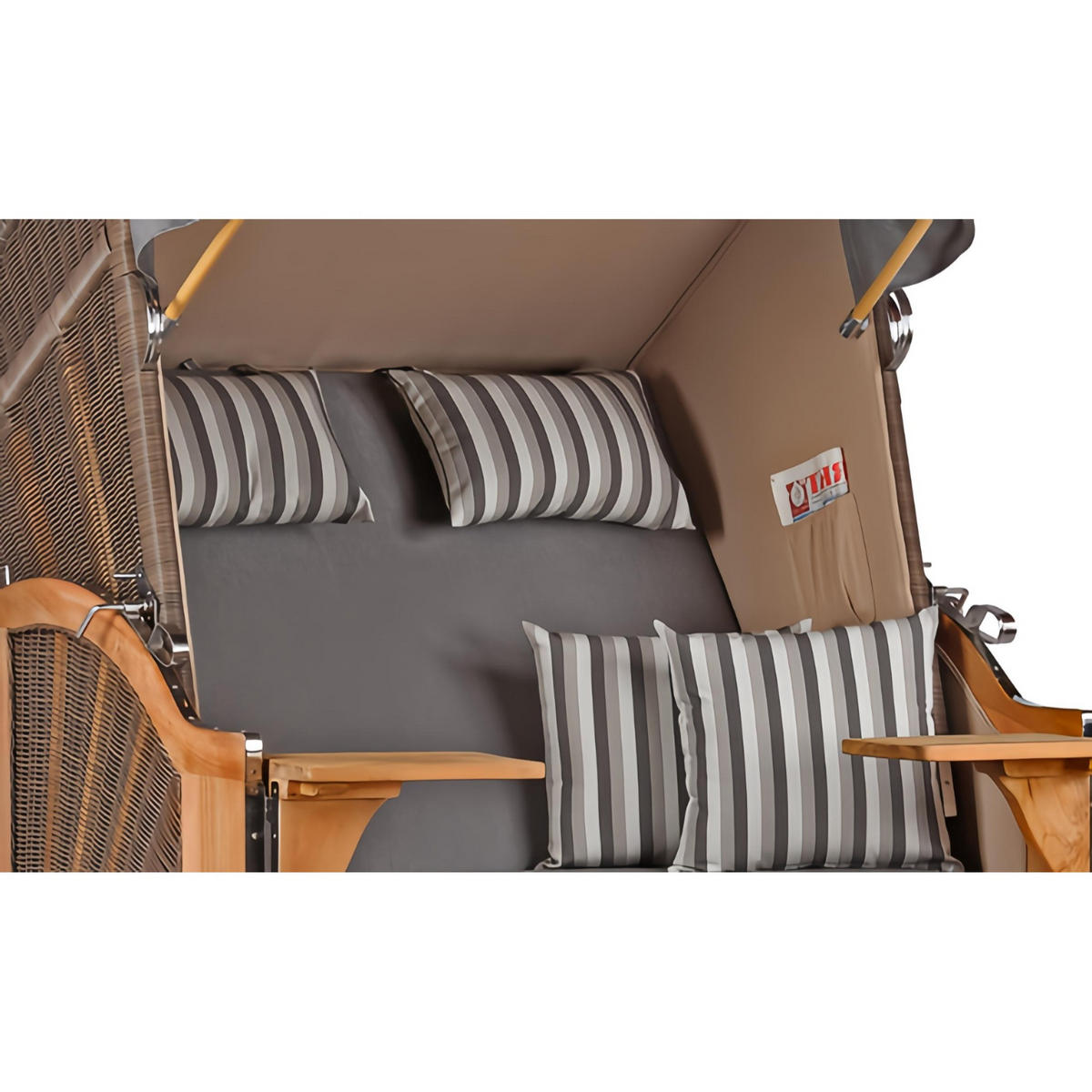 STRANDKORB SEEBLICK 2 Sitzer Teak - Braun/Grau, Metall (125/170/80cm) - Mr. Deko