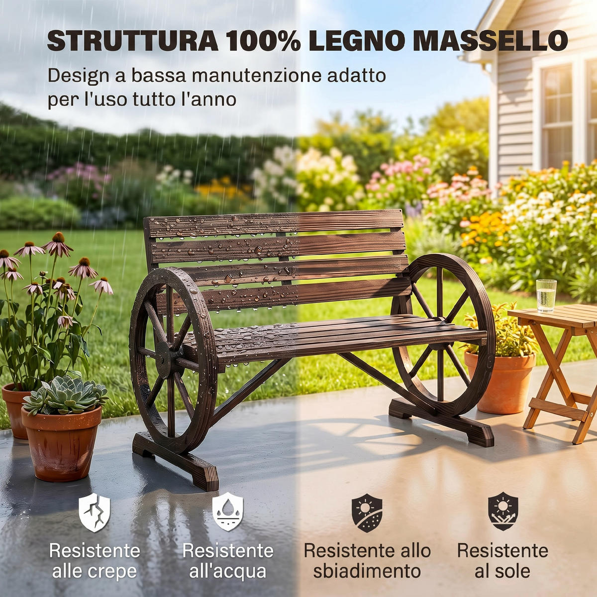 GARTENBANK,2-SITZER Tannenholz Rollenarmlehnen,braun - Braun, Holz (105.5/75/59cm) - Vallsero