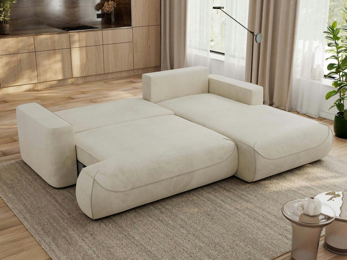 ECKSOFA OVO L Beige Velvet - Rechts Seite - Beige/Schwarz, Kunststoff/Textil (195/271cm) - MKS