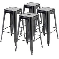 HOCHSTUHL 4-tlg., Schwarz - Schwarz, Metall (43/76/43cm) - Oviala