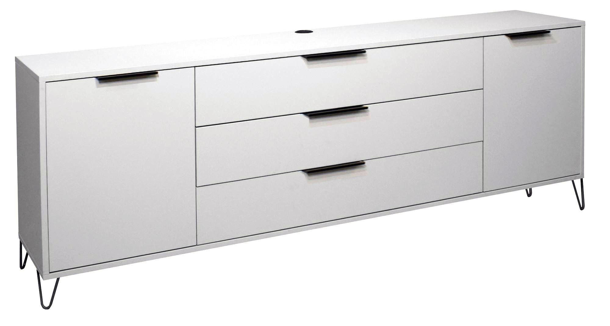 LOWBOARD Erna 216x45x82 Kreidegrau matt Lack - Hellgrau, Holzwerkstoff (216/82/45cm) - 58aufmkessel