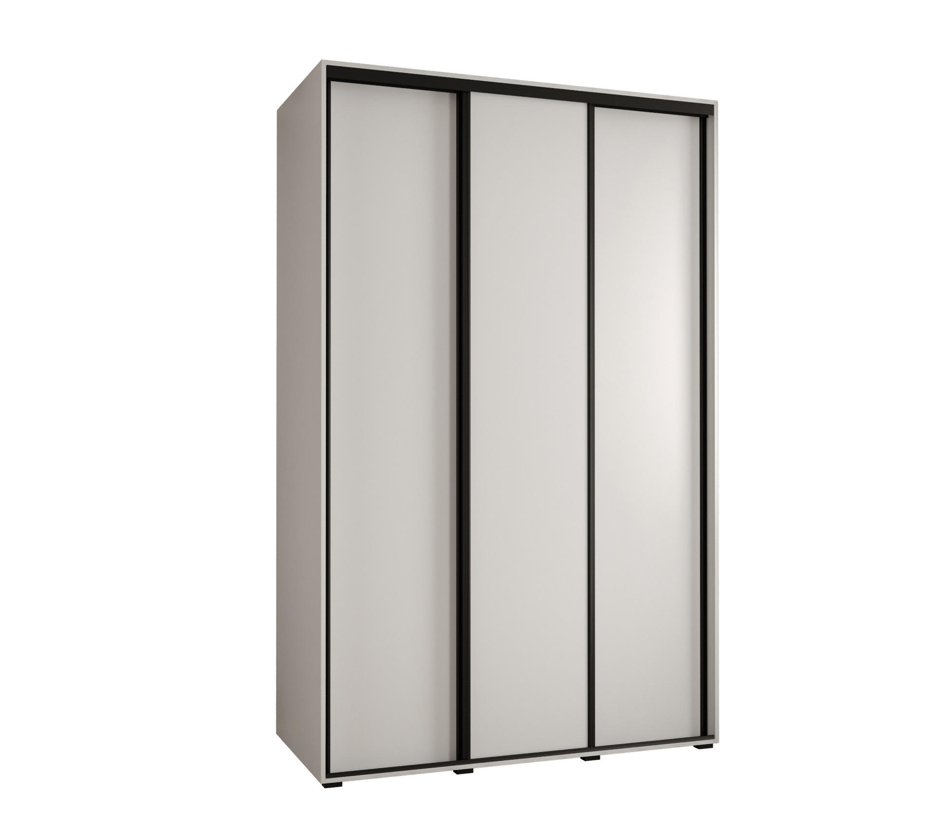 Abiks Möbel Schwebetürenschrank Weiß, Weiß, Schwarz 150x235x60 cm