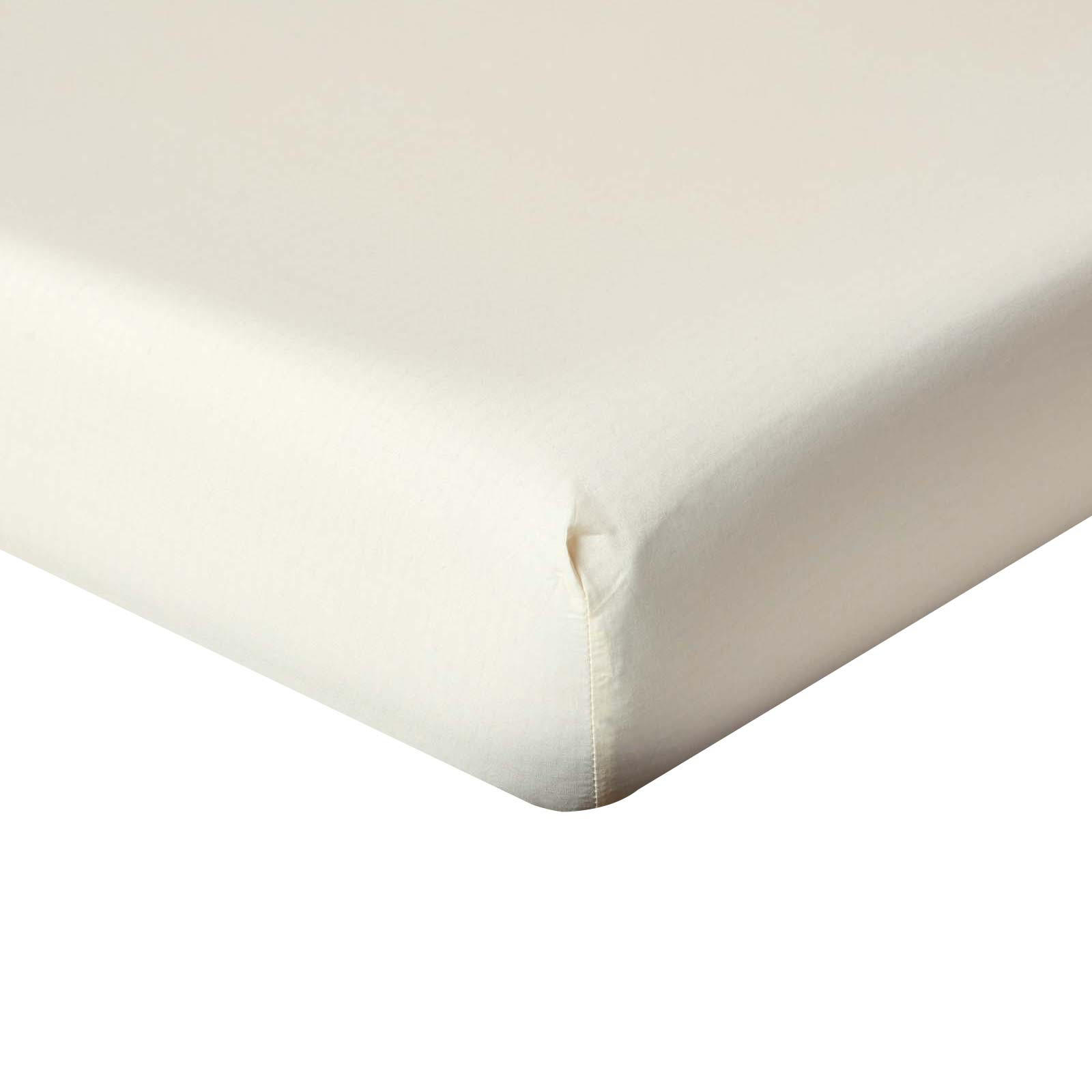 PERKAL-SPANNBETTLAKEN, Ägyptische Baumwolle, Fadendichte 200 - Creme, Textil (120/190cm) - Homescapes
