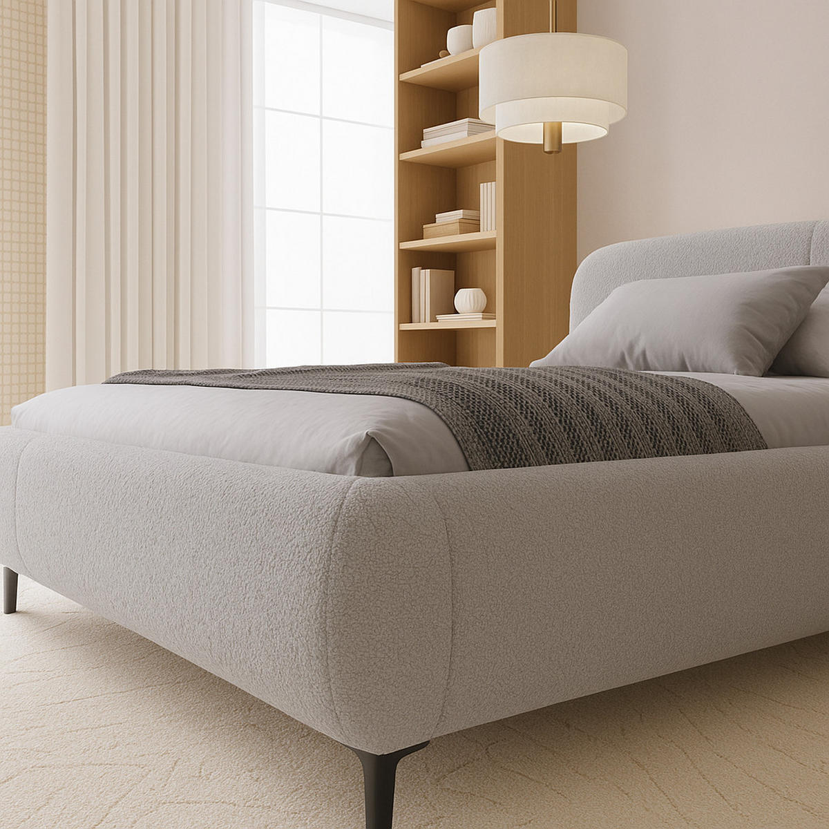 BETT Hellgrau ELLE Gepolstert 180x200 cm - Grau, Kunststoff/Textil (180/200cm) - Sepro Meble