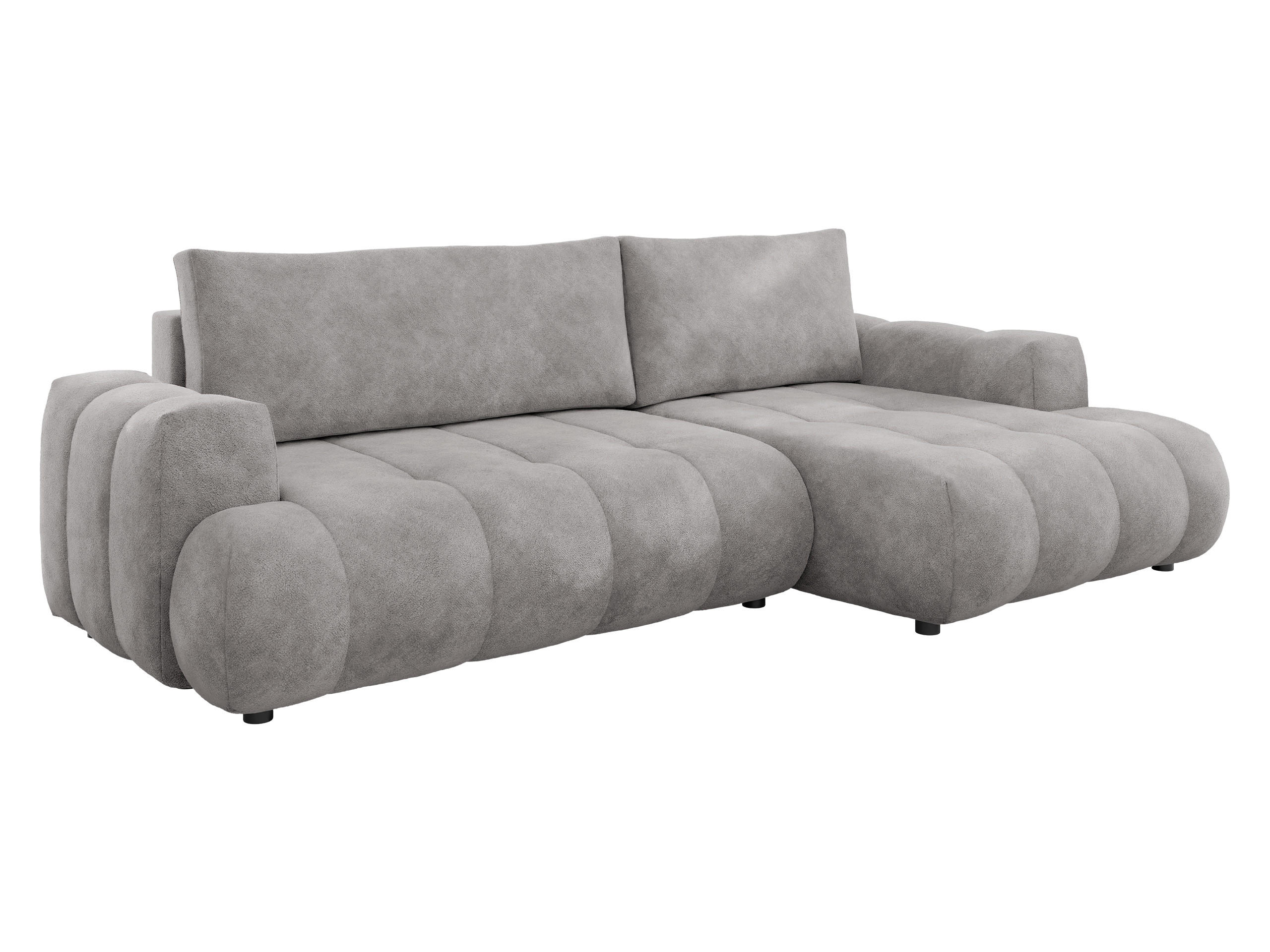 ECKSOFA Haiti, Seite: Rechts 2R+LC - Hellgrau/Schwarz, Holz/Textil (276/156cm) - MIRJAN24