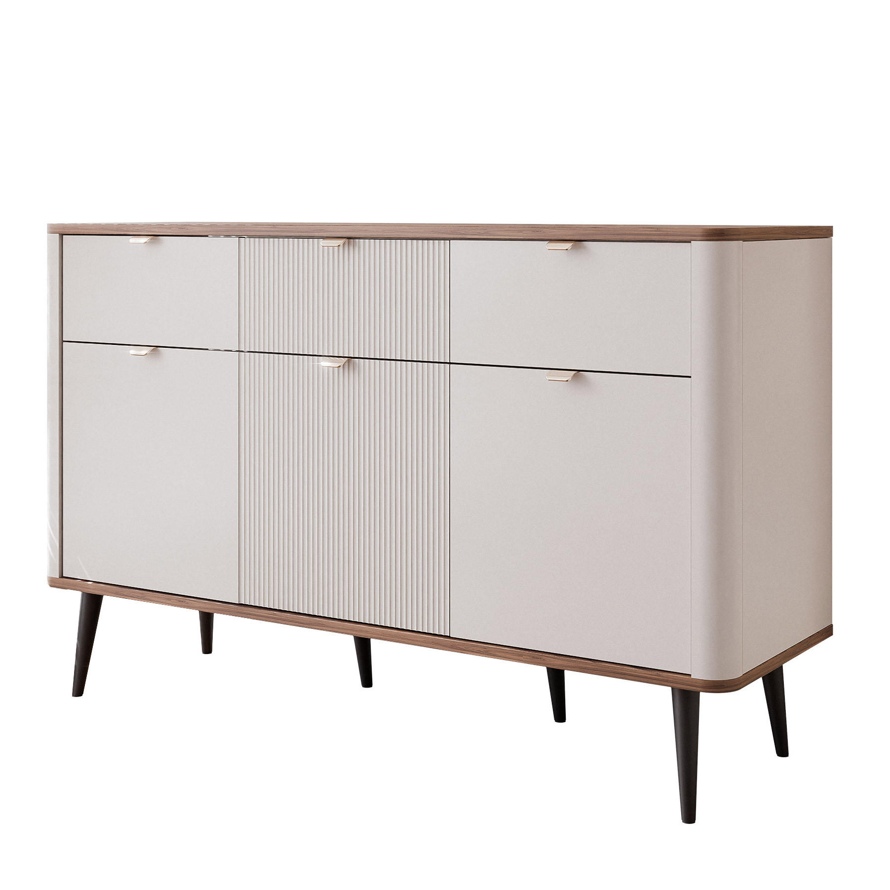 KOMMODE mit Schubladen NAVANI 130 cm Kaschmir/ Nuss - Kaschmir/Nussbaumfarben, Holzwerkstoff/Metall (130/82/40cm) - Idohome