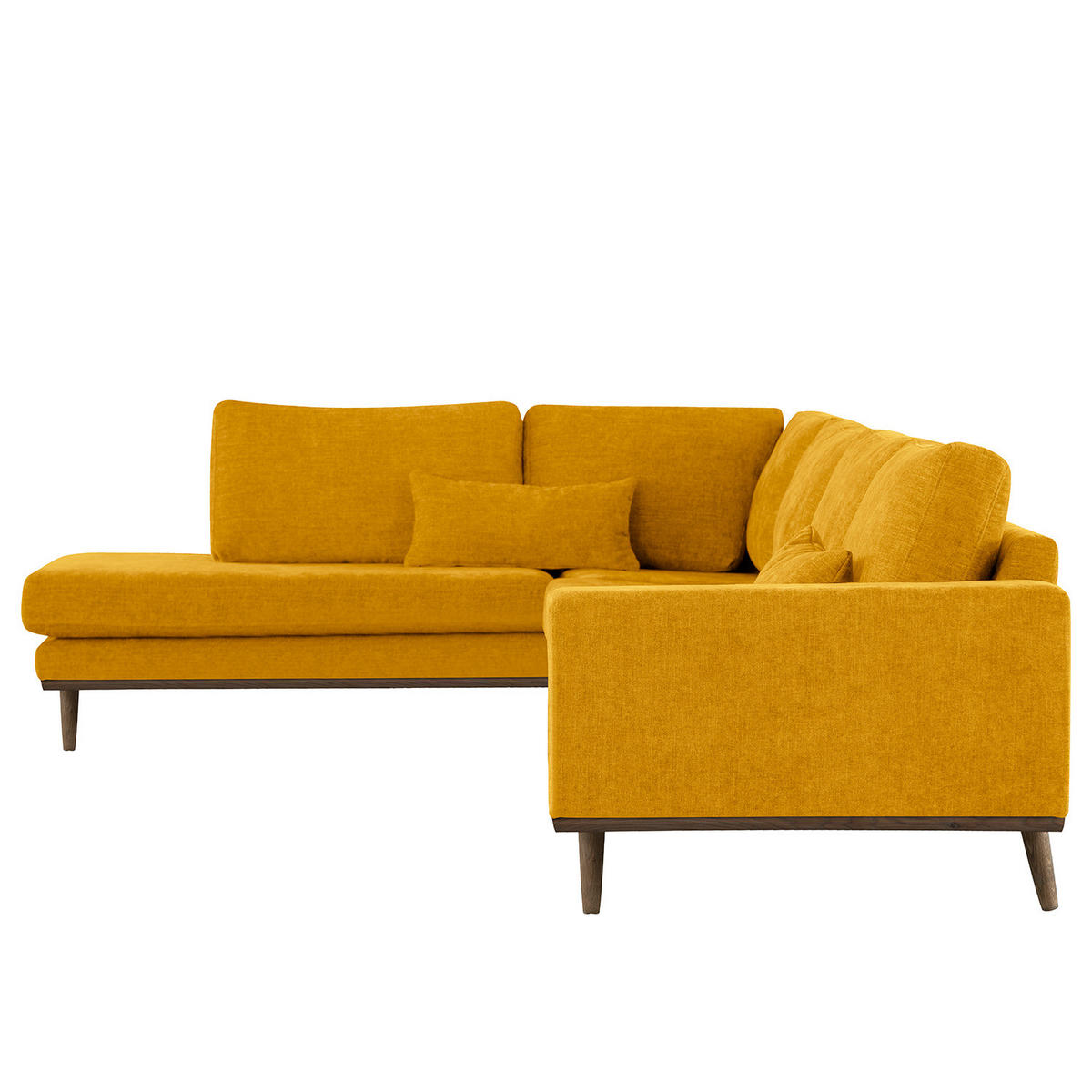 ECKSOFA mit Ottomane - Eichefarben/Gelb, Eichenholz/Textil (287/219cm) - home24