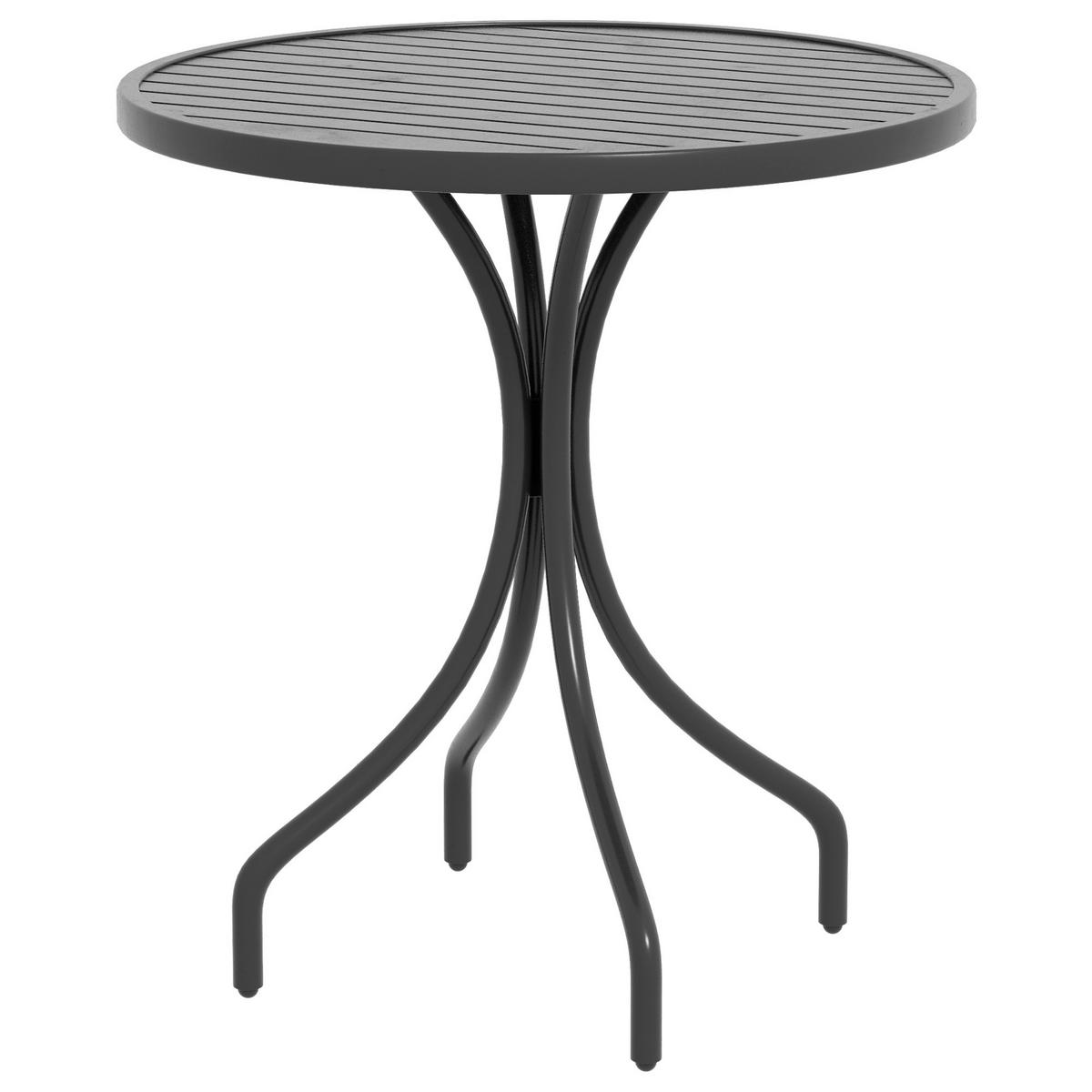 GARTENTISCH DE-14091 mit Lattenplatte Schwarz - Schwarz, Metall (66/66/71.5cm) - ComfortXL