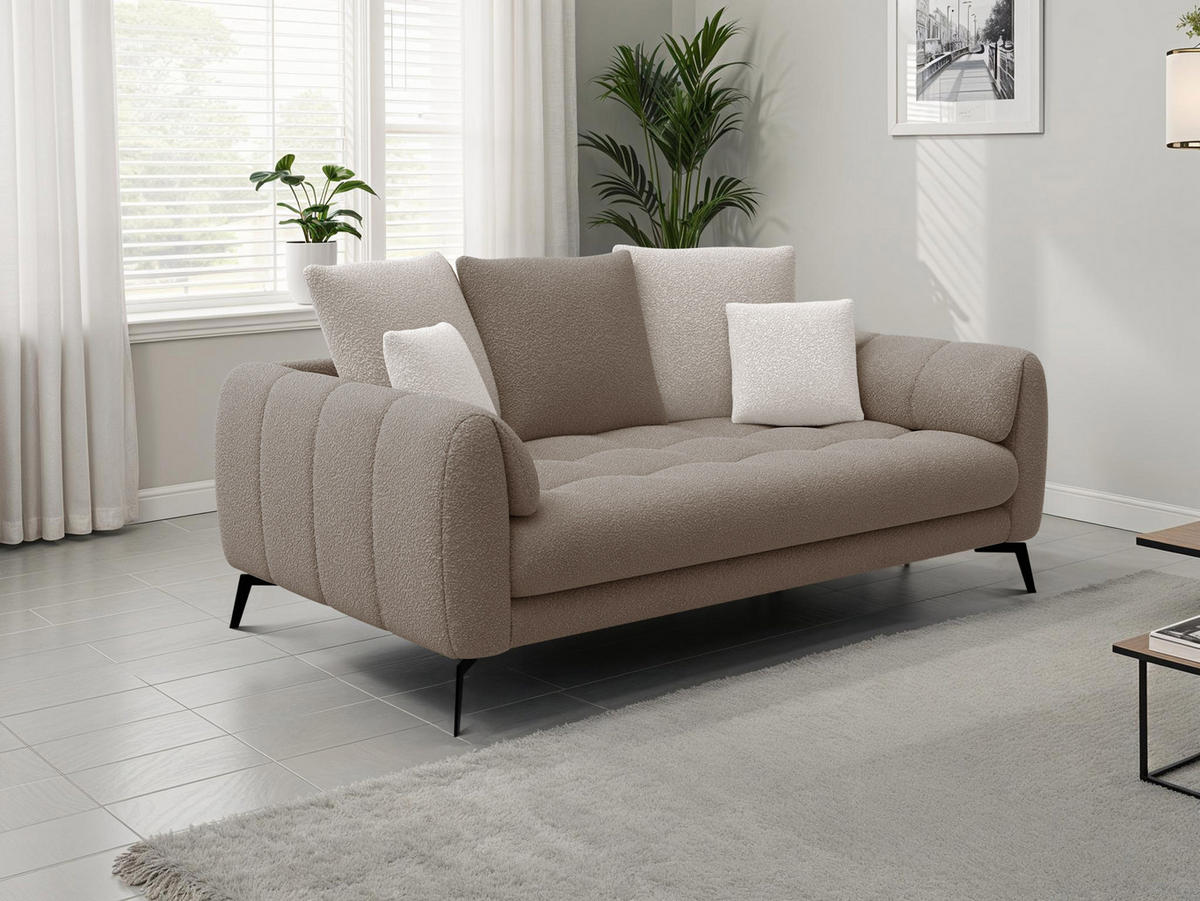 SOFA CALME 2,5-Sitzer, beige und écru - Beige, Holz/Textil (199/92/108cm) - Courtois Laville