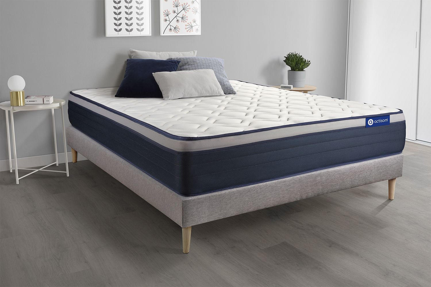BETT Actimemo max Memory-Schaum 140 x 220 cm h3 - Kit Bettgestell Grau - Beige/Grau, Holz (140/220cm) - ACTISOM