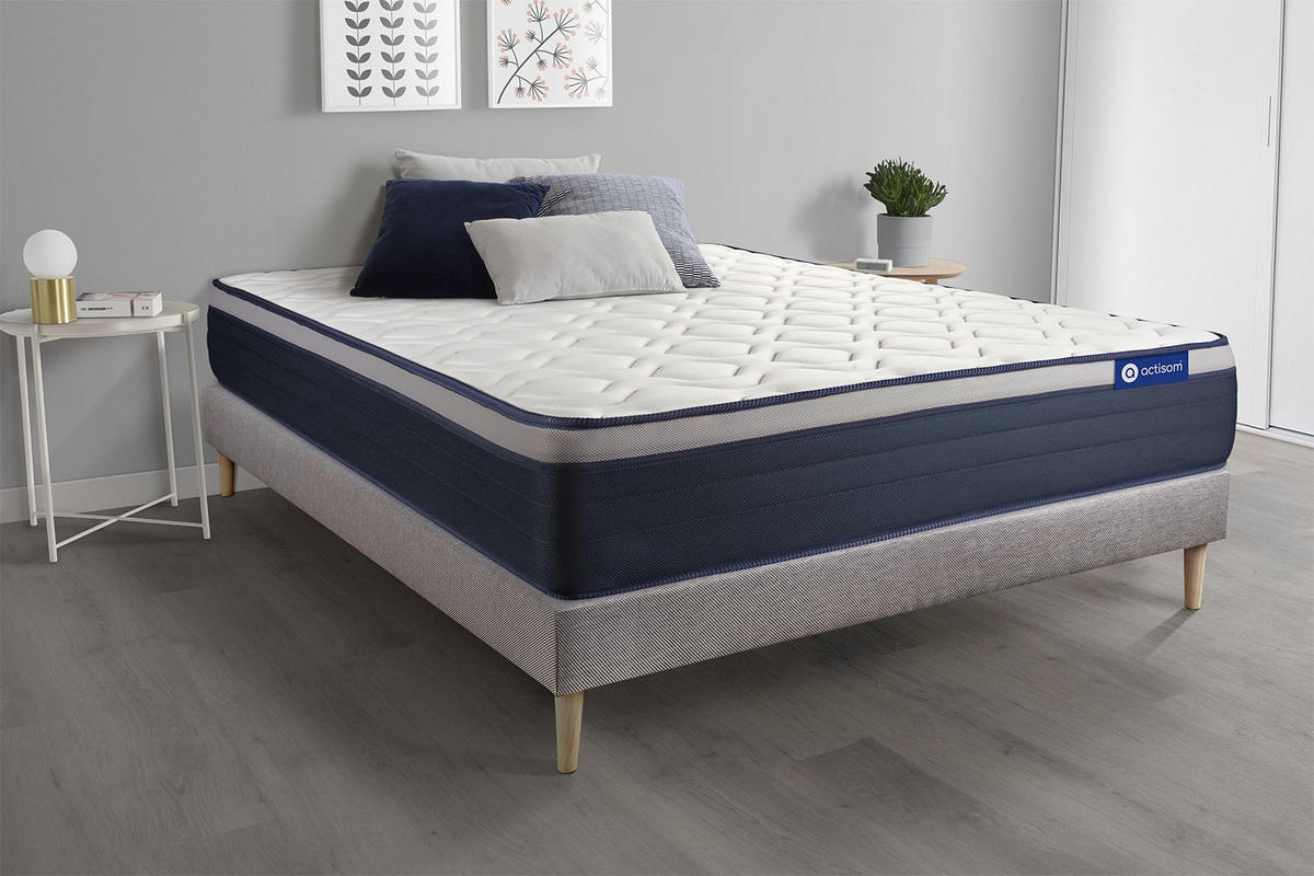 BETT Actimemo max Memory-Schaum 90 x 190 cm h3 - Kit Bettgestell Grau - Beige/Grau, Holz (90/190cm) - ACTISOM