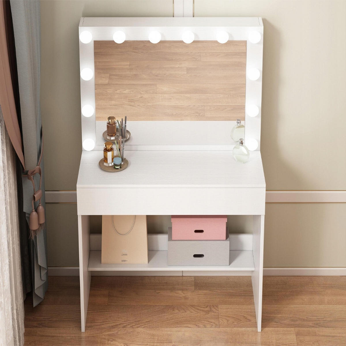 SCHMINKTISCH weißer 40/80/140 cm - Weiß, Holzwerkstoff (80/140/40cm)