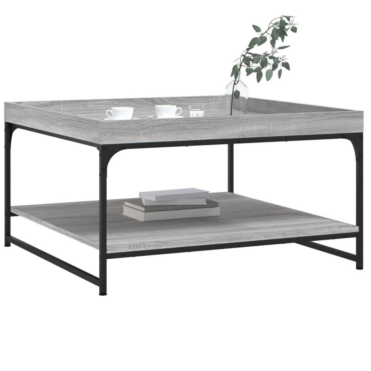 COUCHTISCH Grau Sonoma 80x80x45 cm Holzwerkstoff und Eisen - Grau, Holzwerkstoff (80/80/45cm) - furnicato