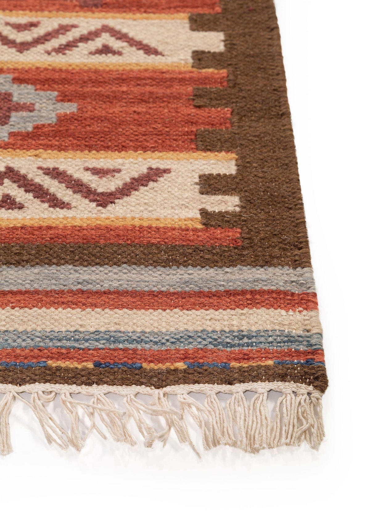 KELIM handgewebt Zohra Multicolor/Rot 80x200 cm - Multicolor, Textil (80/200cm) - benuta Pure