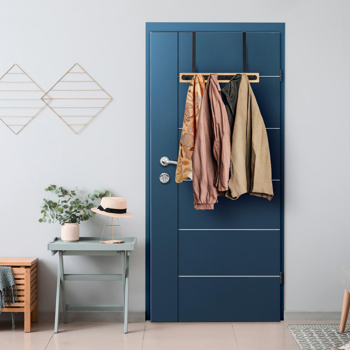 TÜRGARDEROBE - Schwarz, Holz/Metall (40/26/7.5cm) - Relaxdays