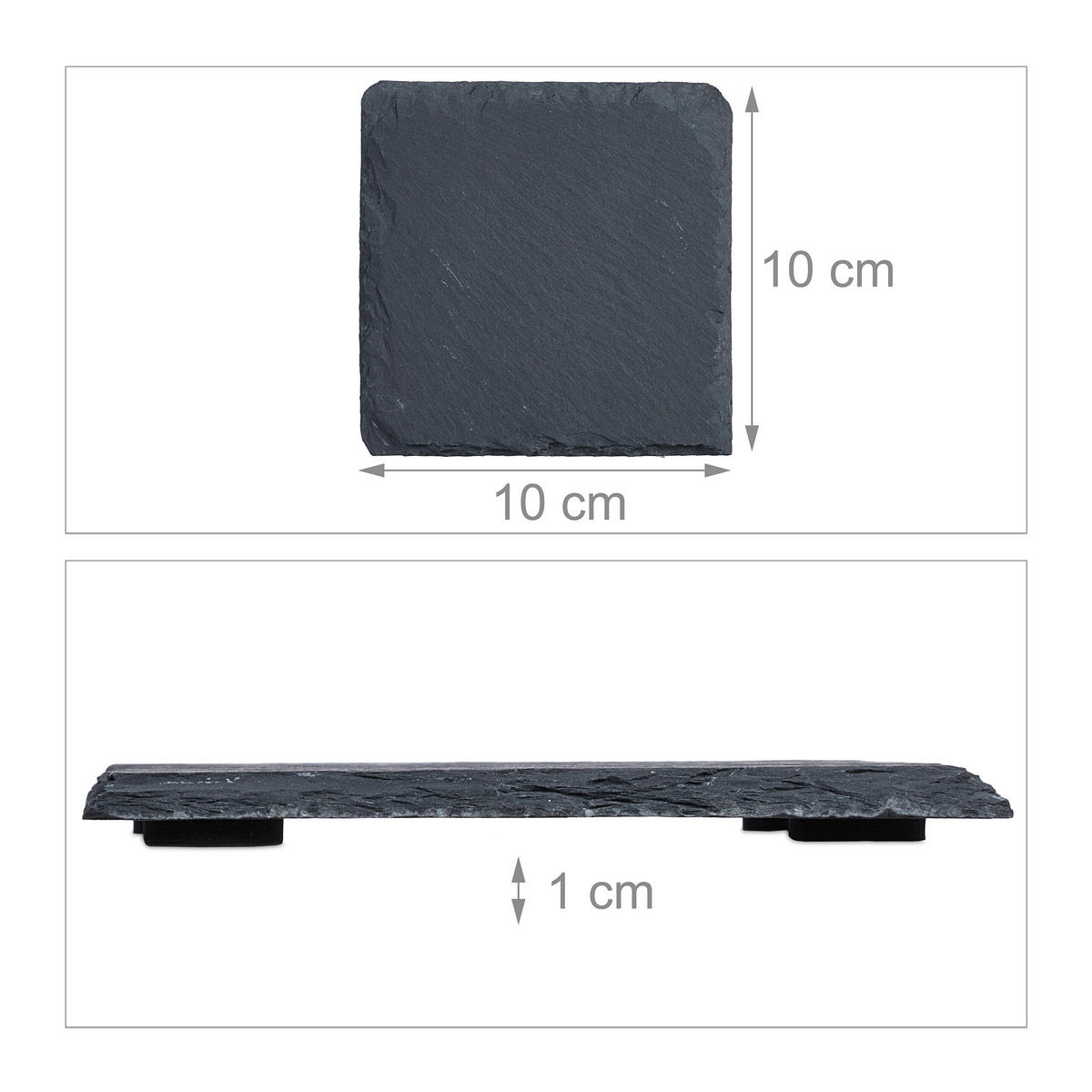 20XPODLOŽKY z bridlice - antracitová, textil/kameň (10/10cm) - Relaxdays