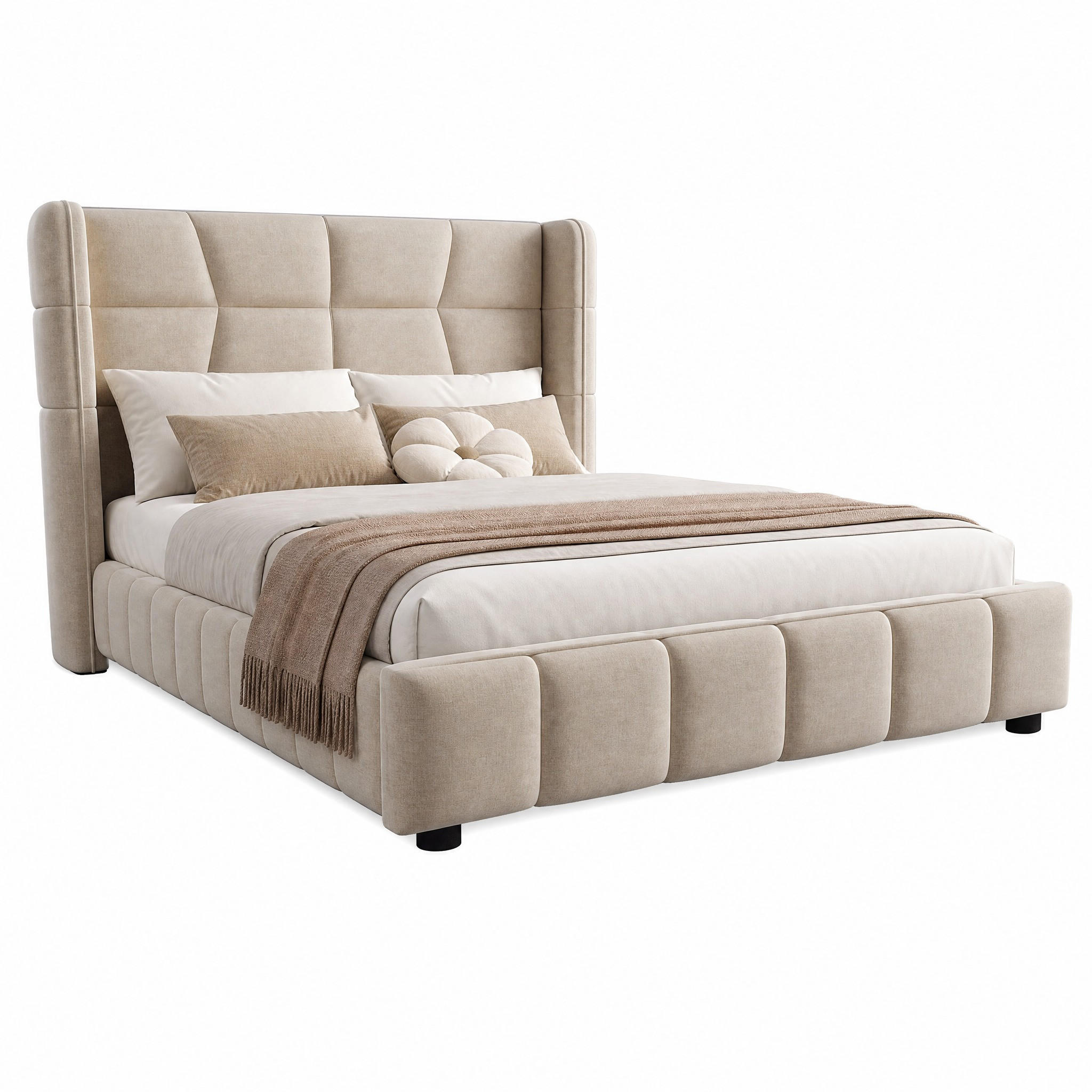 KINDERBETT mit Stauraum 90x200 cm Stoff Beige - Beige, Metall (90/200cm) - Meubliv