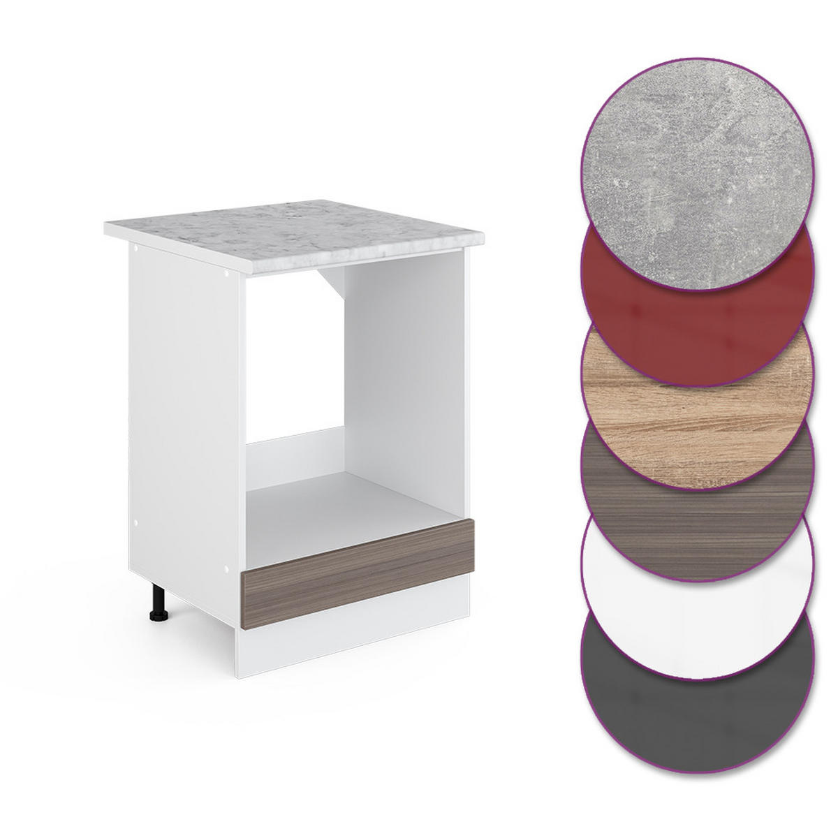 HERDUMBAUSCHRANK R-Line Grau 60 cm, AP Marmor - Weiß/Braun, Holzwerkstoff (60/81.6/60cm) - Vicco