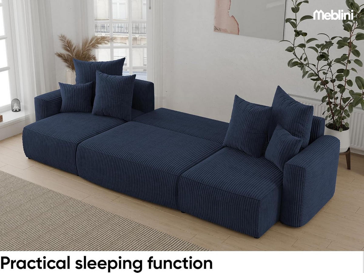 ECKSOFA DAVE U - Blau/Schwarz, Holzwerkstoff (312/142cm) - Meblini