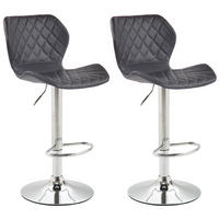BARHOCKER 2er Set Lederlook schwarz - Chromfarben/Schwarz, Textil/Metall (47/88/51cm) - CLP