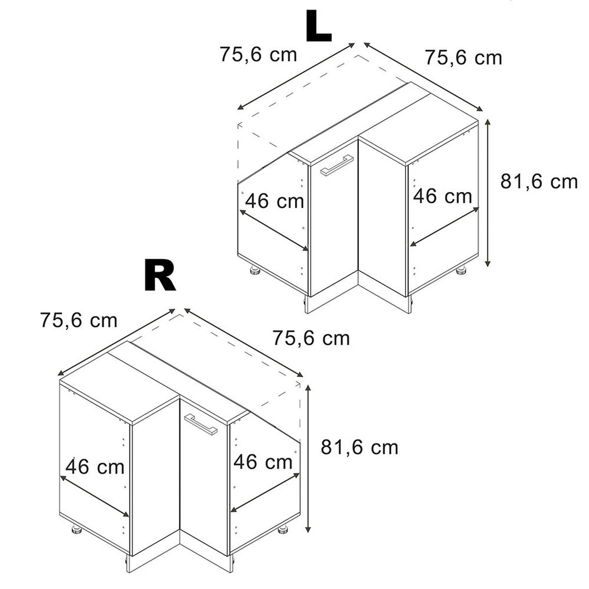 ECK-KÜCHENSCHRANK FÜR DACHSCHRÄGEN R-Line Weiß Landhaus 75.6 cm mit 1 Tür - Honigeiche/Eiche Wotan, Holzwerkstoff (75.6/81.6/75.6cm) - Vicco