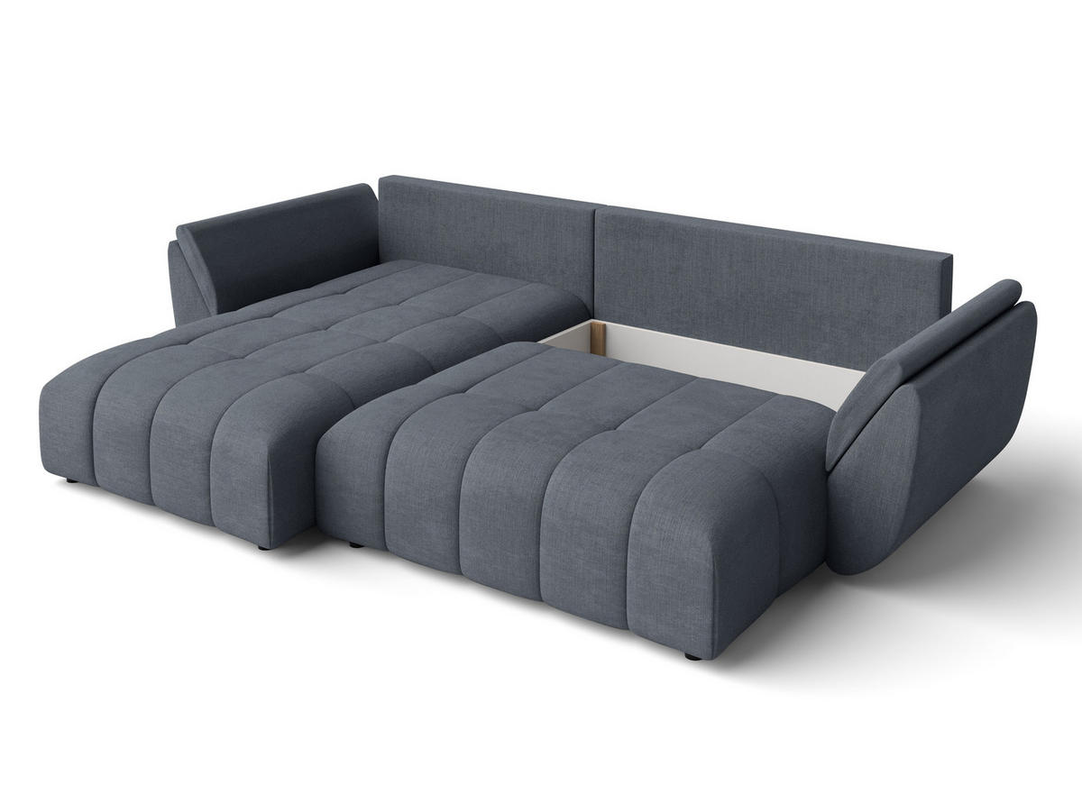 ECKSOFA L Form Verciani Grau 266/190/91 cm mit Schlaffunktion - Schwarz/Grau, Kunststoff/Textil (266/190cm) - AX Living