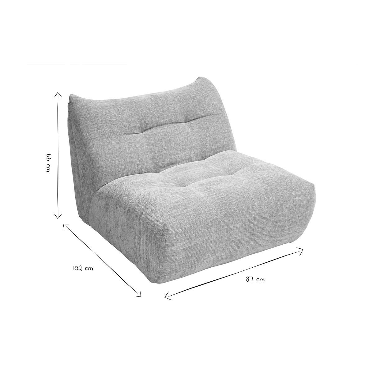 LOUNGE-SESSEL Stoff Samteffekt Taupe BUMPY - Taupe, Textil (102/66/87cm) - Miliboo