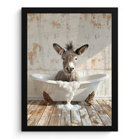 GERAHMTES BILD Esel - Tiere - Badewanne - Schaumstoff 30x40 cm - Weiß, Papier (30/40cm) - MuchoWow