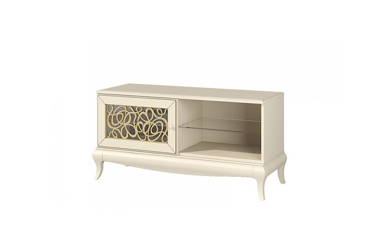 LOWBOARD Harmonie creme / gold 121 / 45 / 59cm - Goldfarben/Creme, Holz/Holzwerkstoff (121/59/45cm) - Feldmann-Wohnen