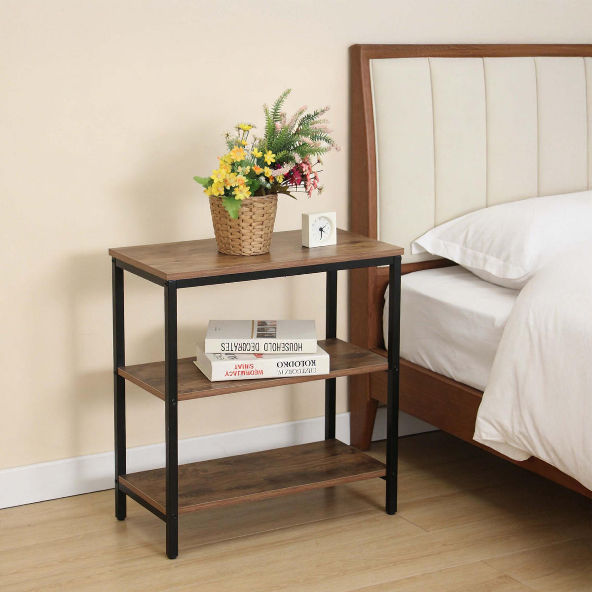 NACHTTISCH - Braun, Holzwerkstoff/Metall (60/61/30cm) - Relaxdays