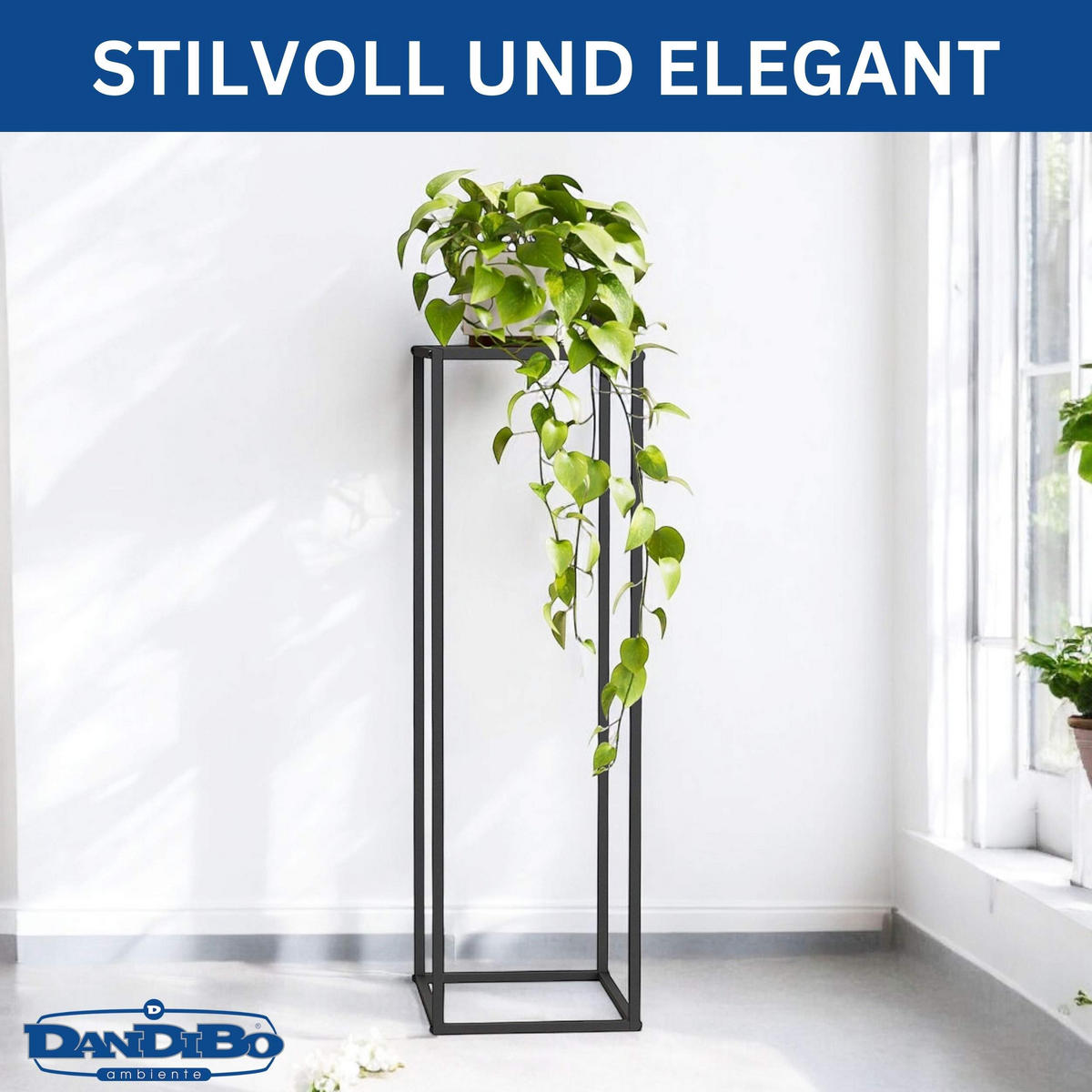 PFLANZENSTÄNDER Metall Schwarz Eckig 100 cm Hoch - Schwarz, Metall (30/100/30cm) - DanDiBo