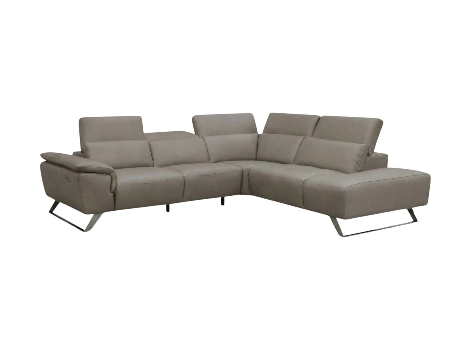 ECKSOFA Predator Echtleder Greige - Greige, Leder/Metall (270/230cm)