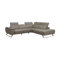 ECKSOFA Predator Echtleder Greige - Greige, Leder/Metall (270/230cm)