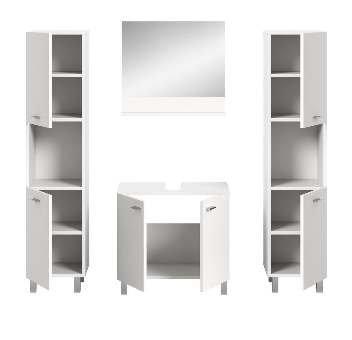 BADMÖBEL-SET weiß 4-teilig 140 cm, Kombination hängend oder stehend - Weiß, Glas/Holzwerkstoff (137/186/33cm) - Inn.Furn