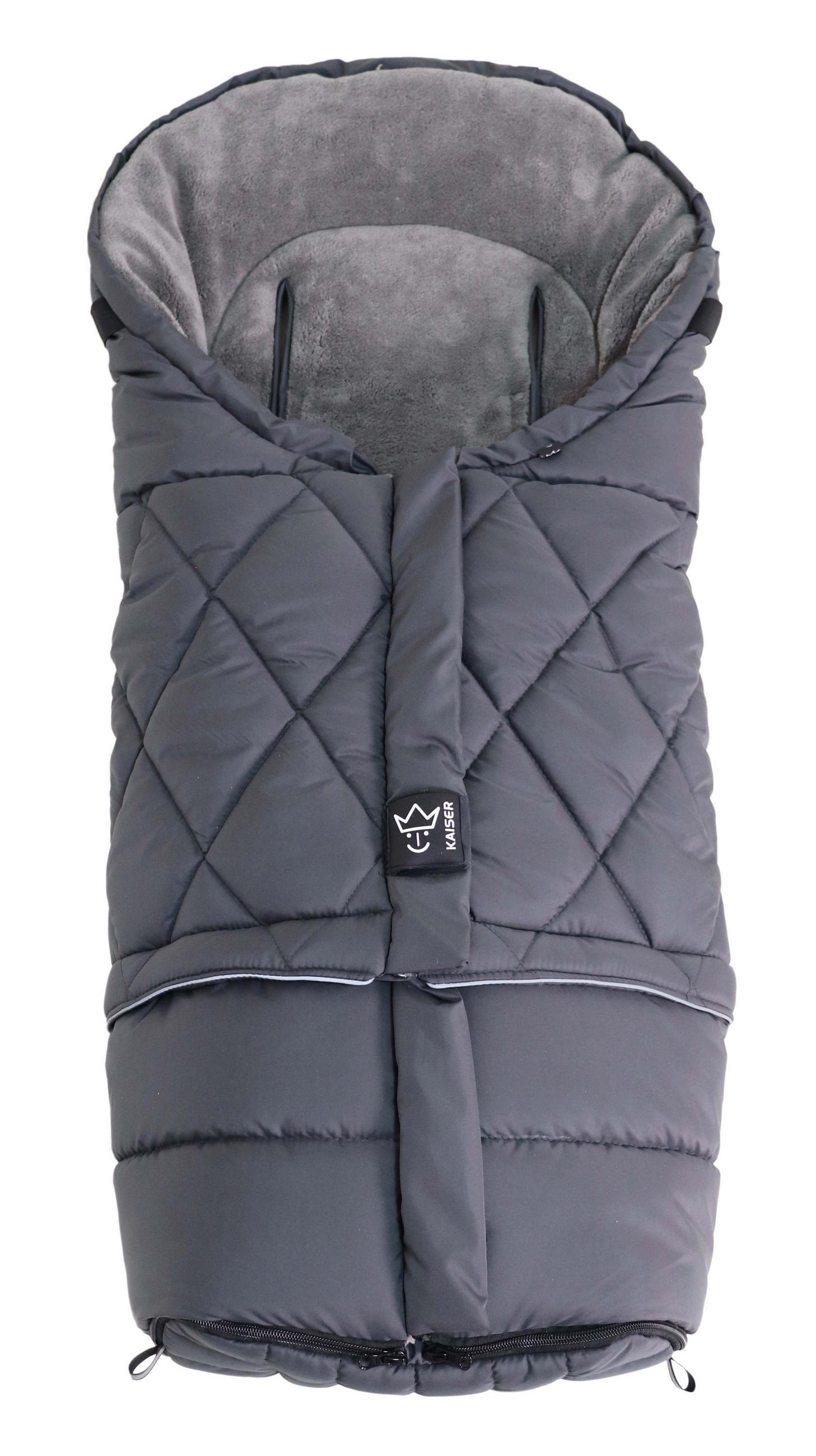 KINDERWAGEN-FUSSSACK Moony 2in1, Sherpa Fleece grey, anthracite - Dunkelgrau, Textil (48/10/105cm) - Kaiserbaby
