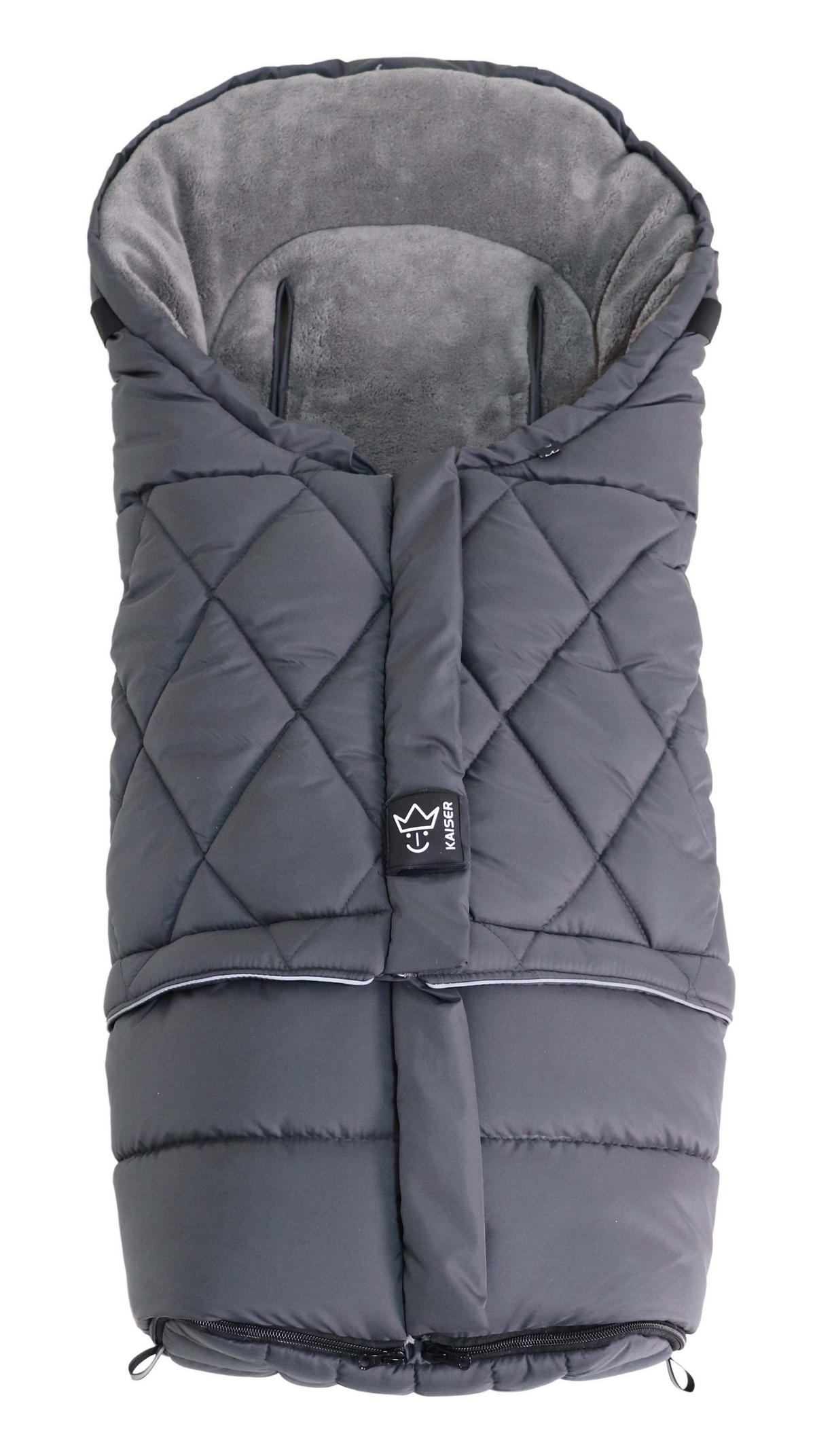 KINDERWAGEN-FUSSSACK Moony 2in1, Sherpa Fleece grey, anthracite - Dunkelgrau, Textil (48/10/105cm) - Kaiserbaby