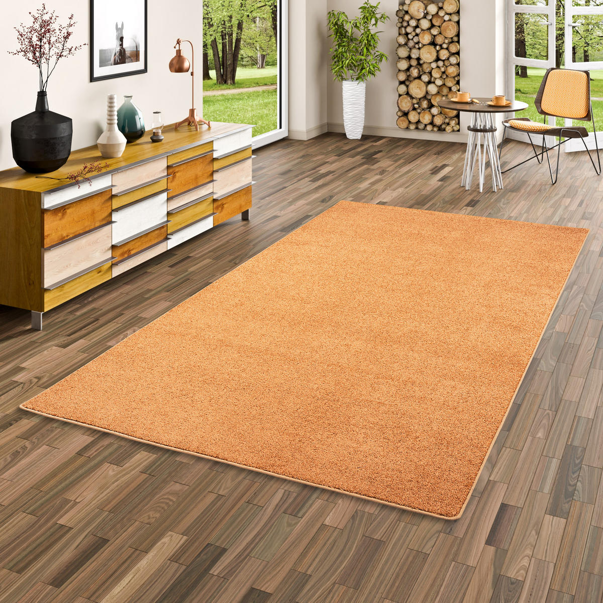HOCHFLOR VELOURS TEPPICH LUNA - Terra cotta, Textil (80/160cm) - Snapstyle