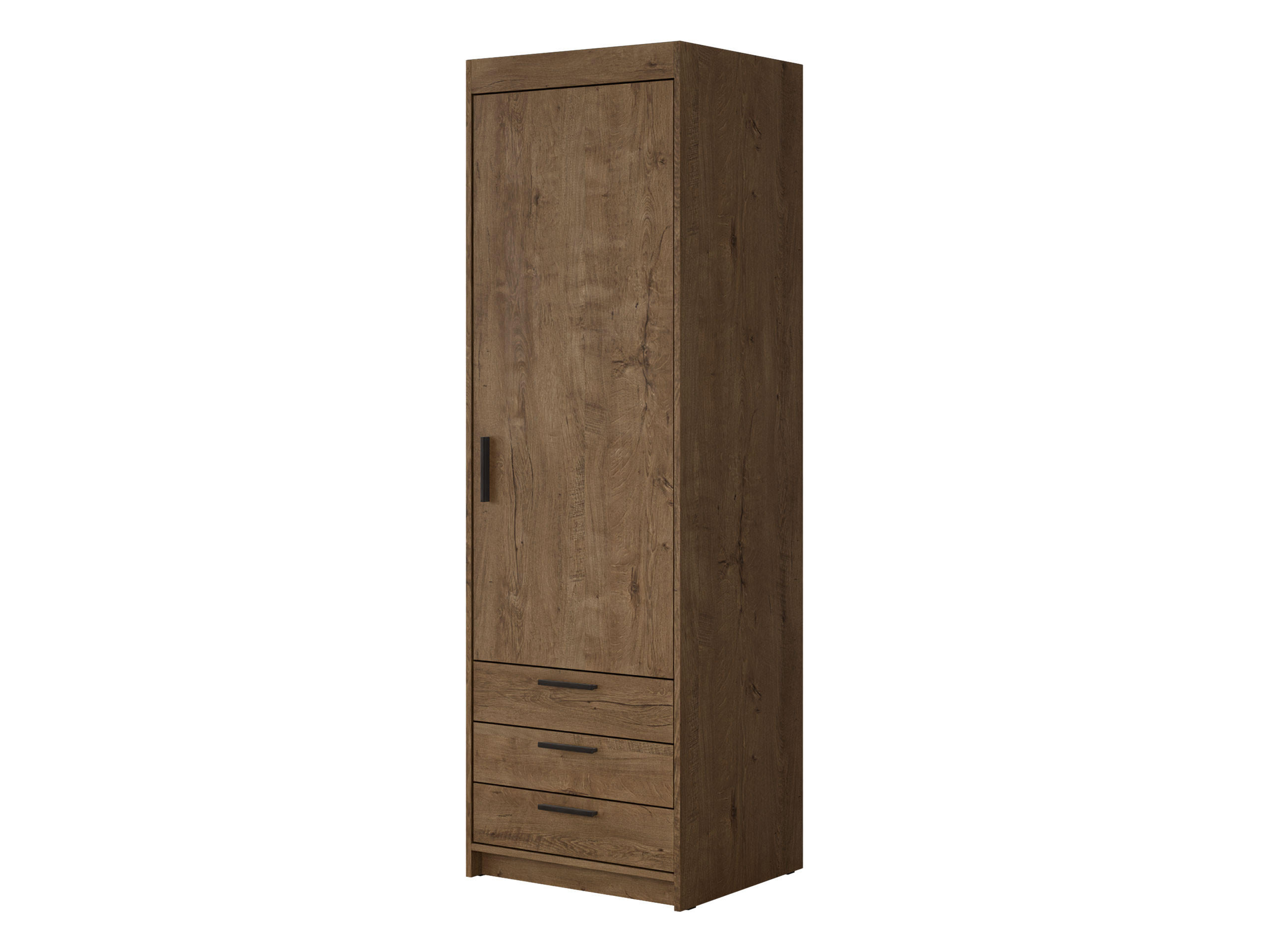 KLEIDERSCHRANK Elena 1D3S - Eichefarben/Schwarz, Holzwerkstoff/Kunststoff (60/191/53cm) - MIRJAN24