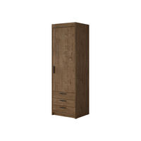 KLEIDERSCHRANK Elena 1D3S - Eichefarben/Schwarz, Holzwerkstoff/Kunststoff (60/191/53cm) - MIRJAN24