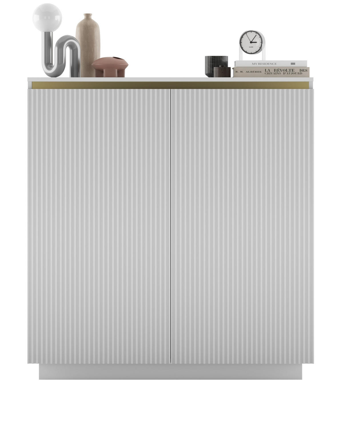 HIGHBOARD Selene 2D Weiß Matt 111 cm Glamour - Weiß, Holzwerkstoff (110.8/118/35cm) - Meble Lindner