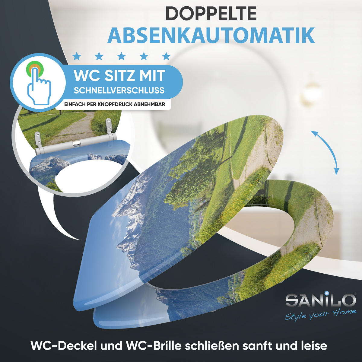 WC-SITZ mit Absenkautomatik Alpen - Grün, Holzwerkstoff (37.7/5.5/48cm) - Sanilo