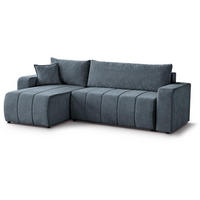 ECKSCHLAFSOFA Mori dunkelblau - Schwarz/Dunkelblau, Kunststoff/Textil (250/155cm) - Beautysofa