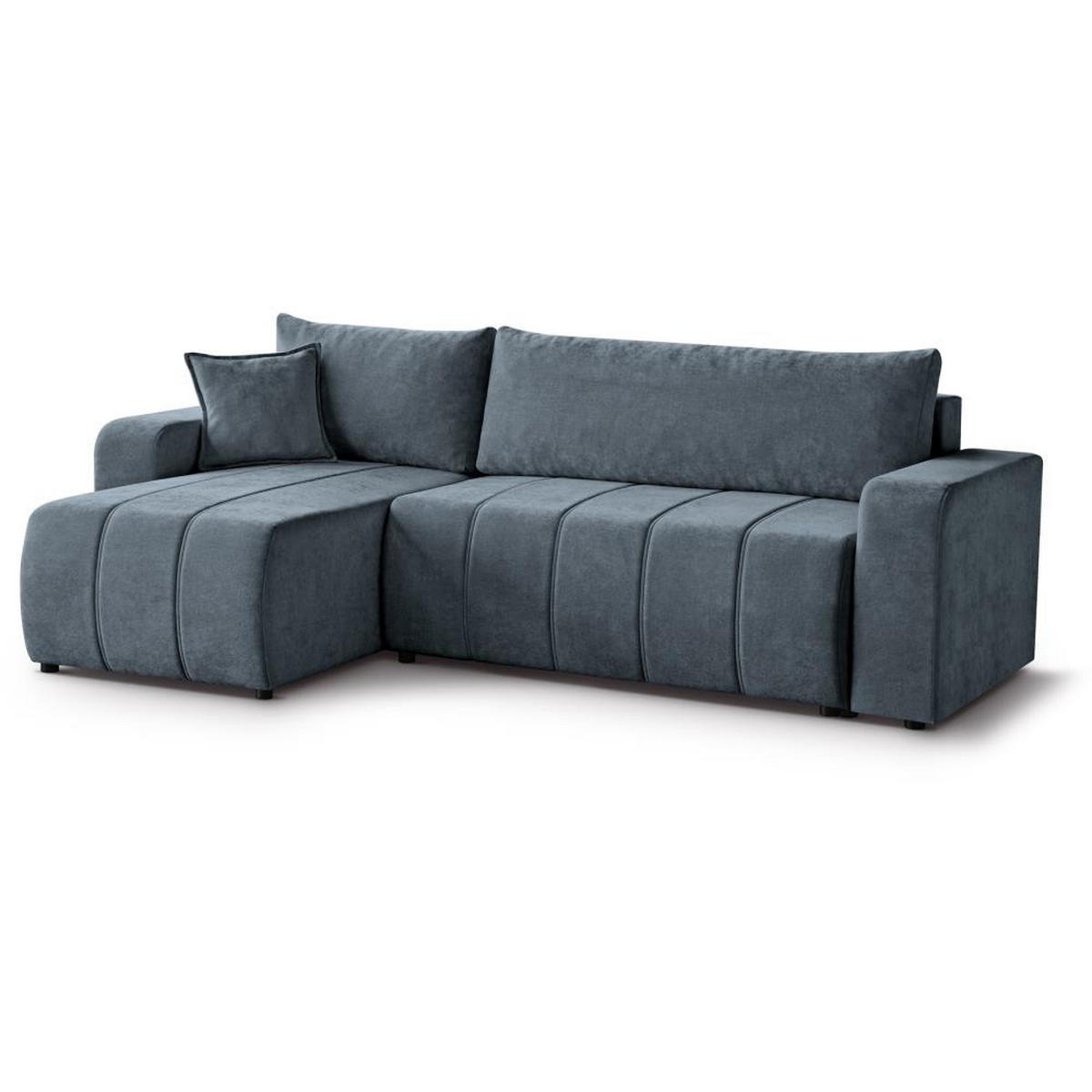 ECKSCHLAFSOFA Mori dunkelblau - Schwarz/Dunkelblau, Kunststoff/Textil (250/155cm) - Beautysofa