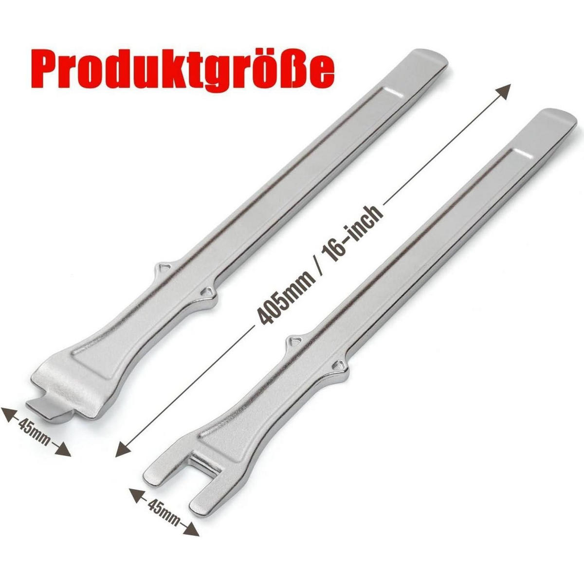 REIFEN-MONTIEREISEN-SATZ 2 Stück 40 cm Stahl - Silberfarben, Metall (4.5/3.5/40.5cm)
