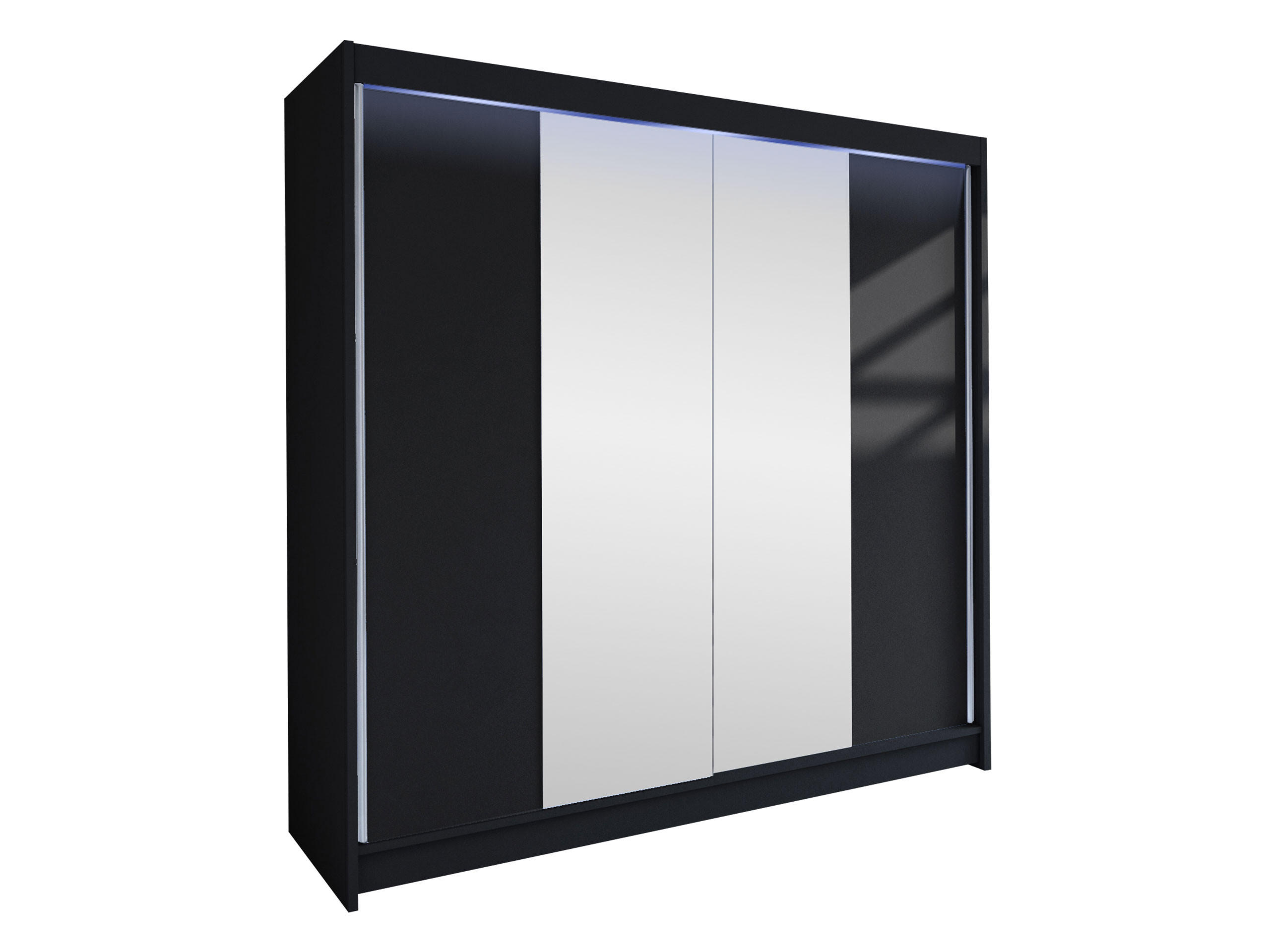 SCHWEBETÜRENSCHRANK Talin II, mit RGB LED Beleuchtung - Silberfarben/Schwarz, Holzwerkstoff/Metall (180/215/58cm) - MIRJAN24