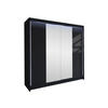 SCHWEBETÜRENSCHRANK Talin II, mit RGB LED Beleuchtung - Silberfarben/Schwarz, Holzwerkstoff/Metall (180/215/58cm) - MIRJAN24