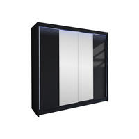 SCHWEBETÜRENSCHRANK Talin II, mit RGB LED Beleuchtung - Silberfarben/Schwarz, Holzwerkstoff/Metall (180/215/58cm) - MIRJAN24
